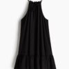 H & M - Mouwloze jurk met volants - Zwart