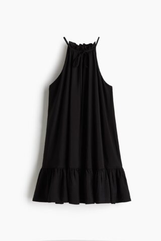 H & M - Mouwloze jurk met volants - Zwart