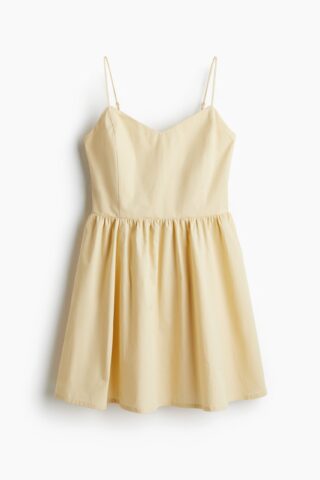 H & M - Katoenen jurk met uitlopende rok - Lichtgeel