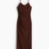 H & M - Gedrapeerde strappy jurk - Donkerbruin