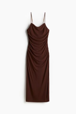 H & M - Gedrapeerde strappy jurk - Donkerbruin