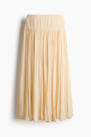 H & M - Rok van crinkleviscose - Roomwit