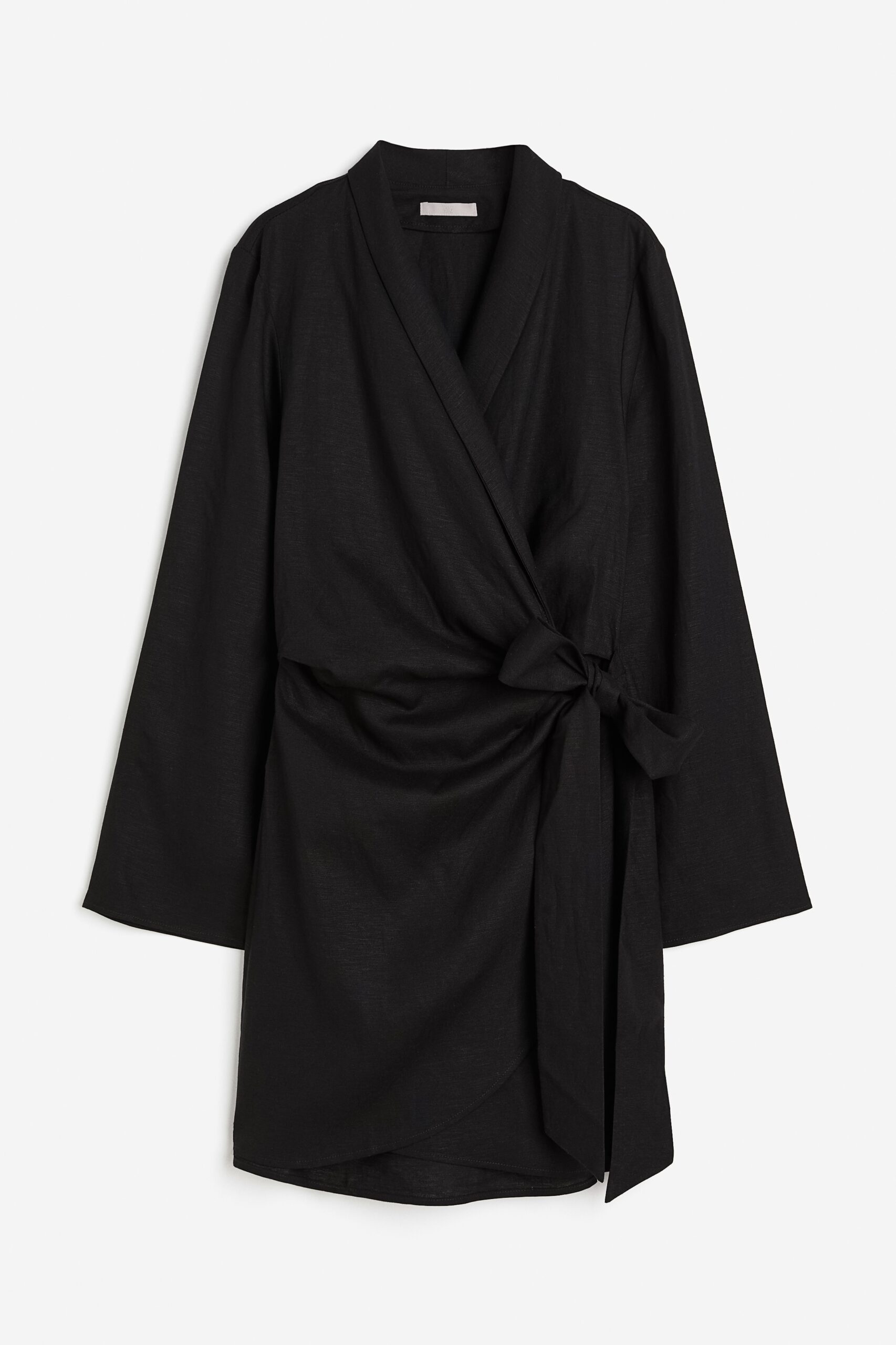 H & M - Overslagjurk van linnenmix - Zwart
