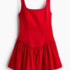 H & M - Jurk met uitlopende rok - Helderrood