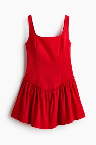 H & M - Jurk met uitlopende rok - Helderrood