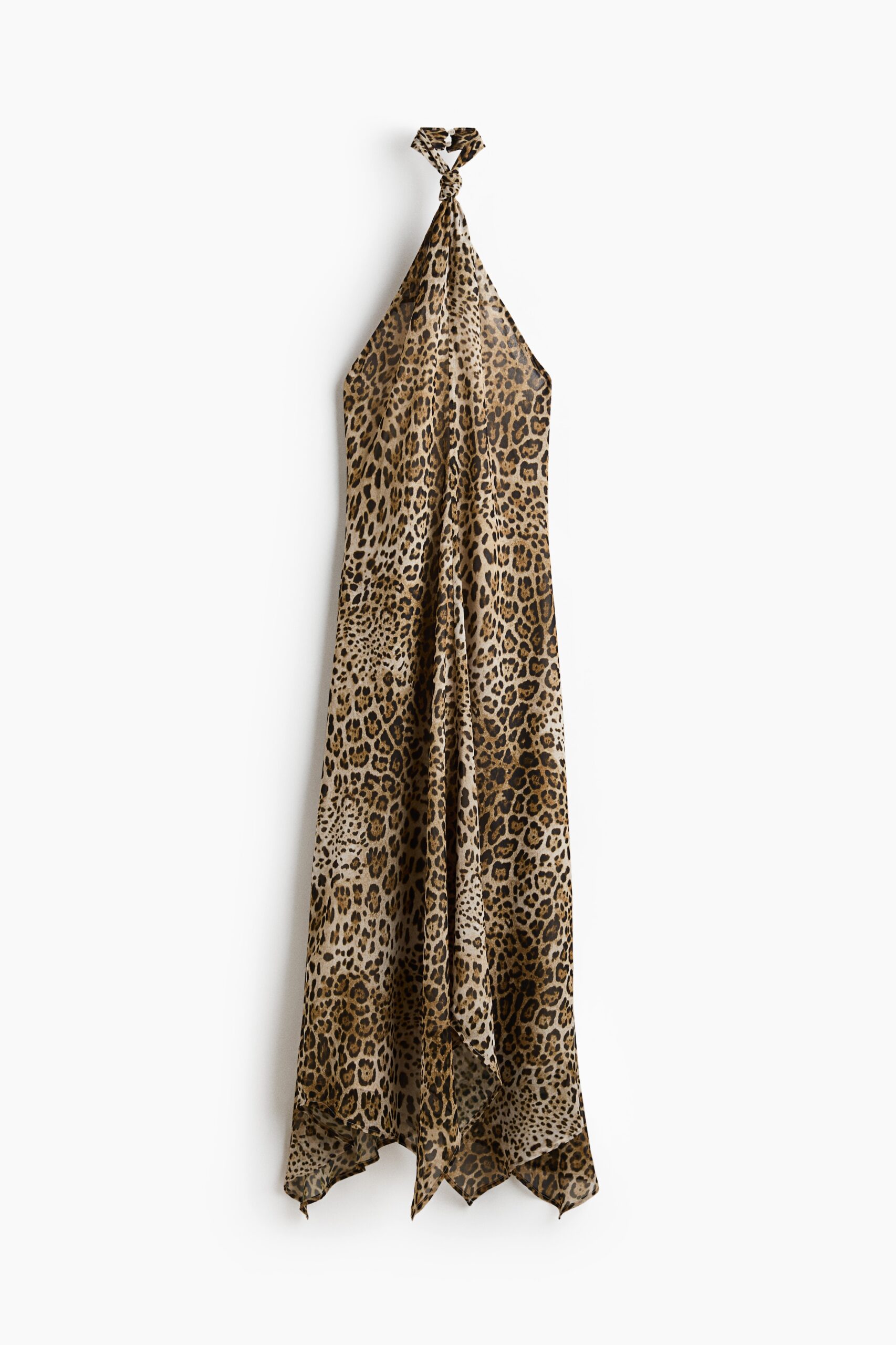 H & M - Halterjurk met geknoopt detail - Bruin/Luipaarddessin