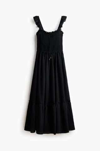 H & M - Jurk met smokwerk en volants - Zwart