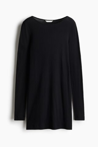 H & M - Geribde mini-jurk - Zwart
