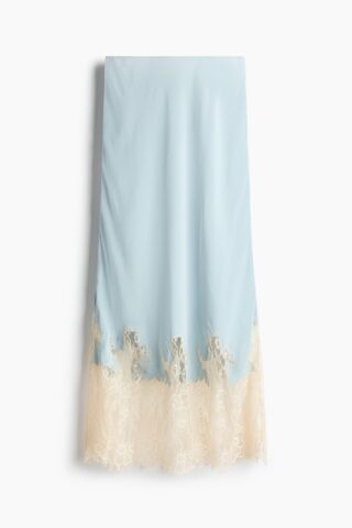 H & M - Rok met kant - Dusty Lichtblauw