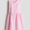 H & M - Jurk van seersucker met dessin - Roze/Gestreept