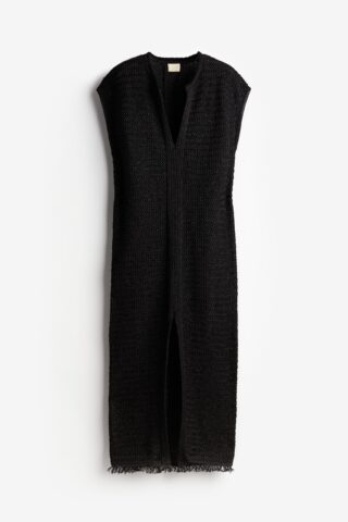H & M - Kaftanjurk met raffialook - Zwart