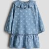 H & M - Denim jurk met geprint dessin - Denimblauw/Bloemen
