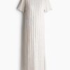 H & M - MAMA Geribde jurk - Lichtbeige Gemêleerd