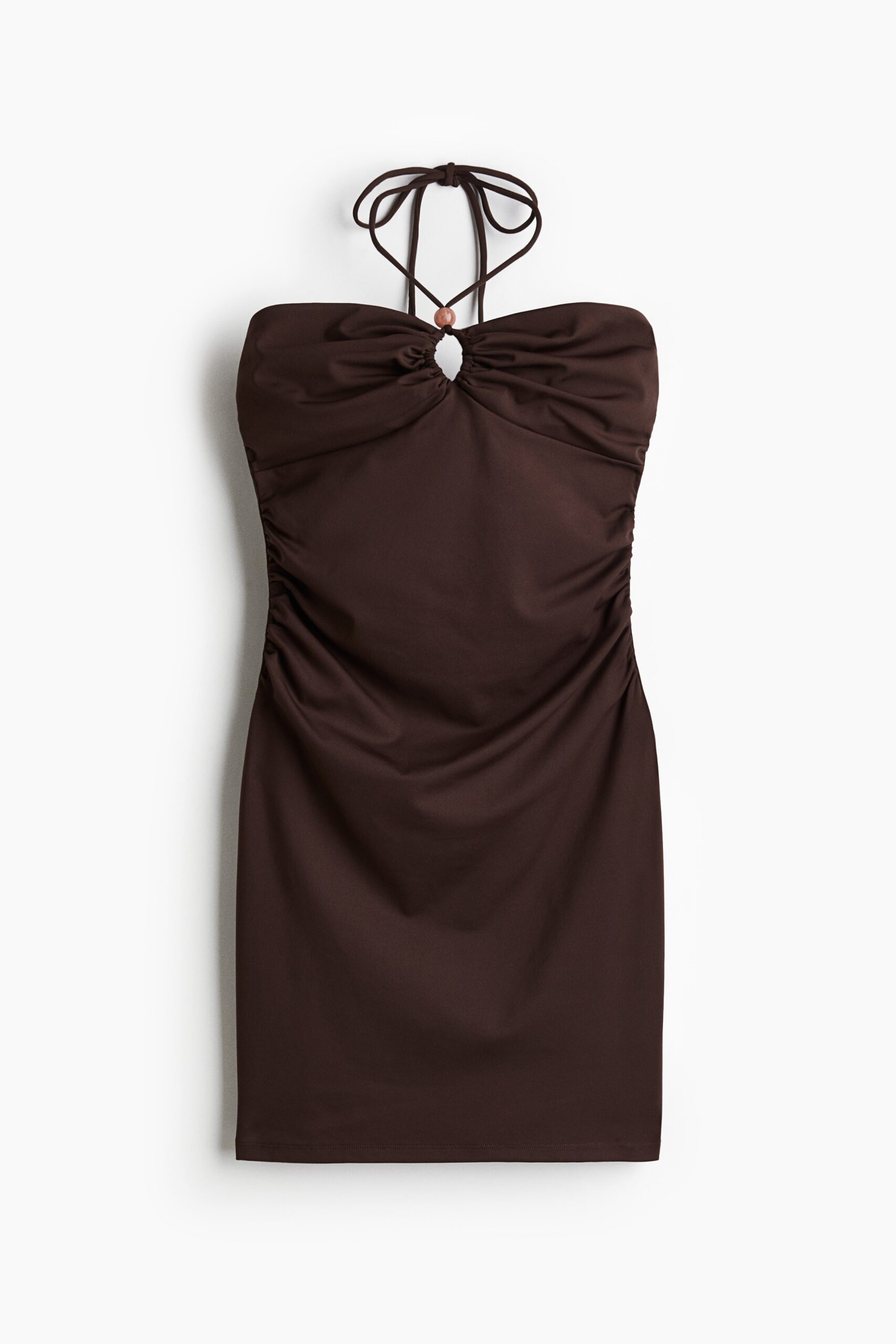 H & M - Ingerimpelde halterjurk - Donkerbruin