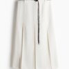 H & M - Plooirok met ceintuur - Wit
