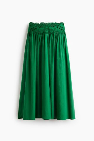 H & M - Katoenen rok met kant - Groen