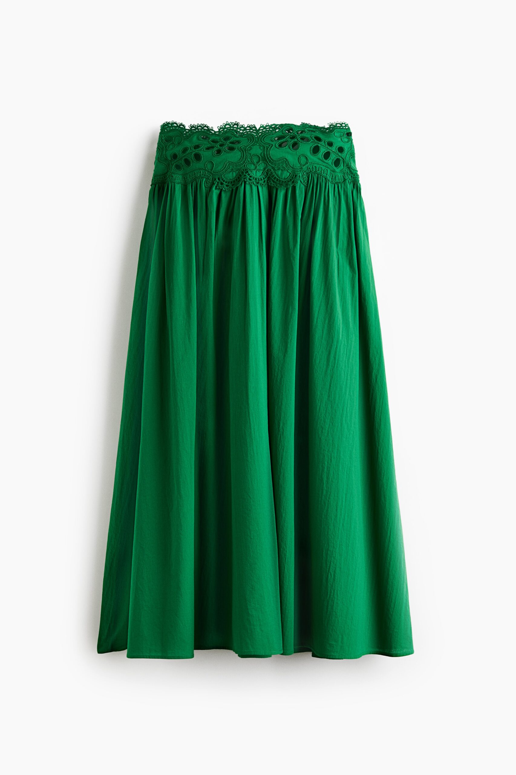 H & M - Katoenen rok met kant - Groen