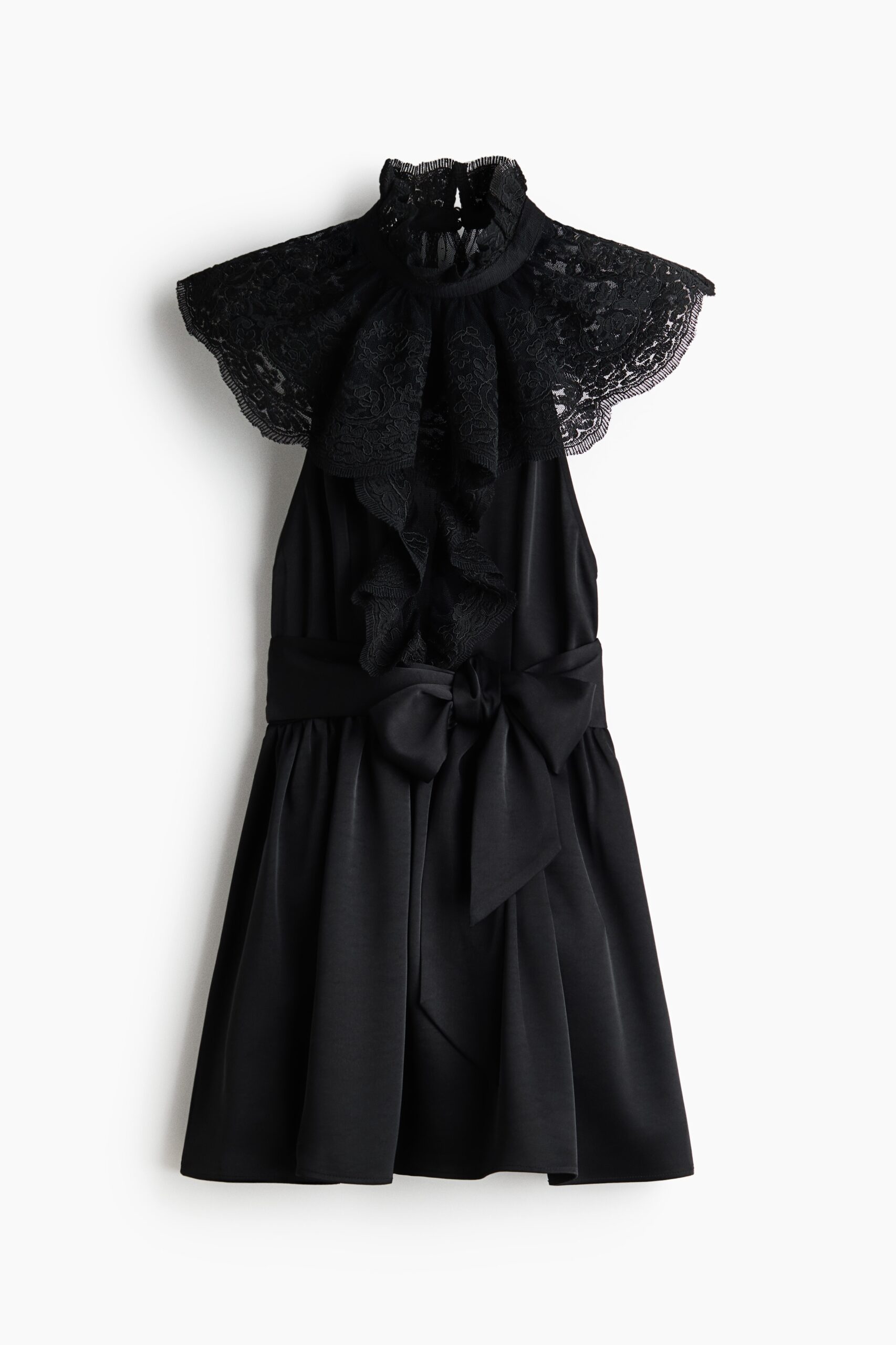 H & M - Halterjurk met kanten details - Zwart