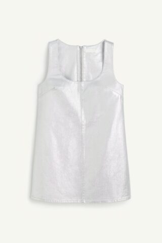 H & M - Metallic denim jurk - Zilverkleurig