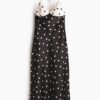 H & M - Satijnen strappy jurk - Zwart/Stippen