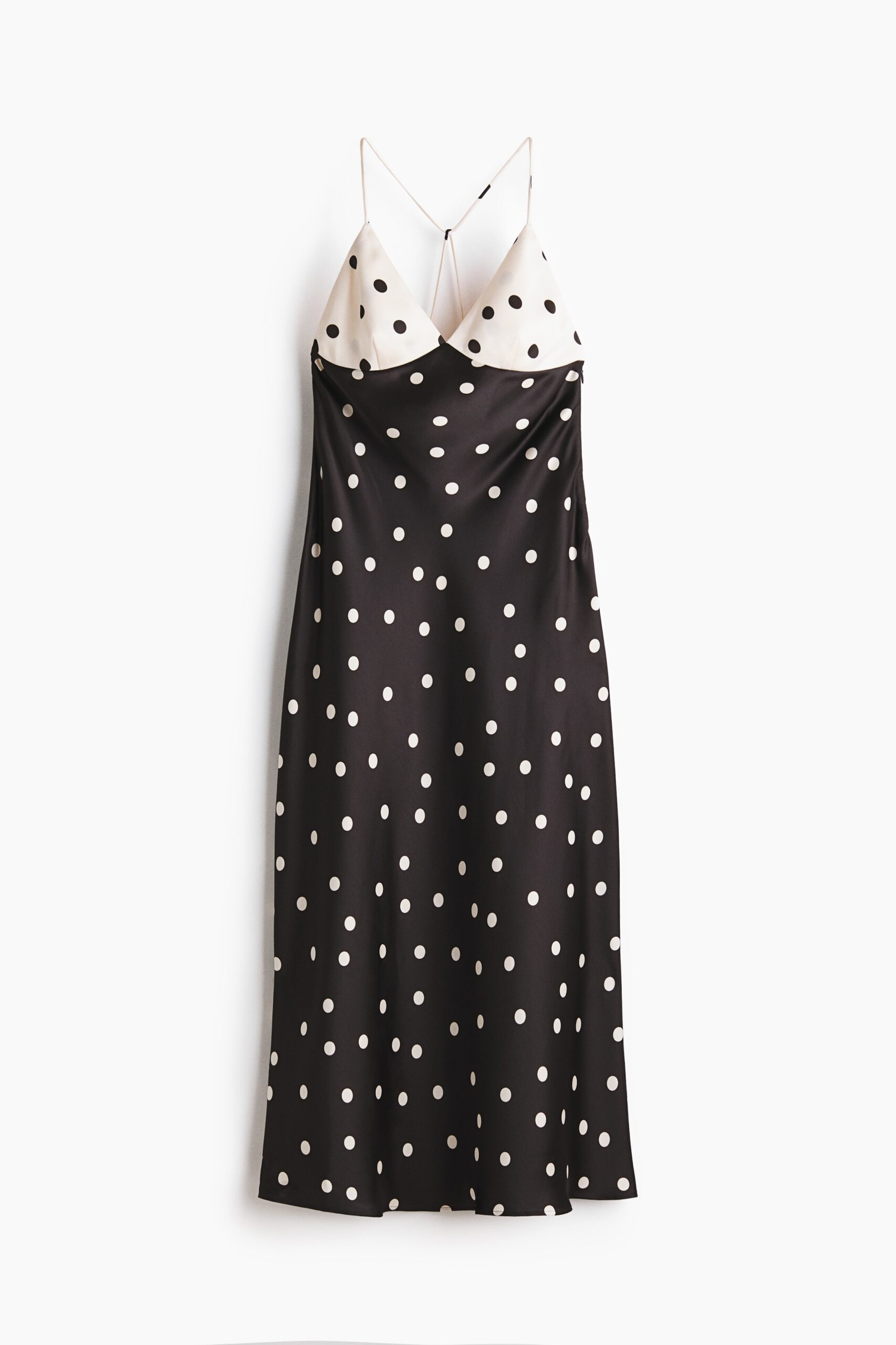 H & M - Satijnen strappy jurk - Zwart/Stippen H & M - Satijnen strappy jurk - Zwart/Stippen