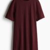 H & M - Getailleerde T-shirtjurk - Bordeauxrood
