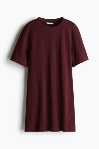 H & M - Getailleerde T-shirtjurk - Bordeauxrood