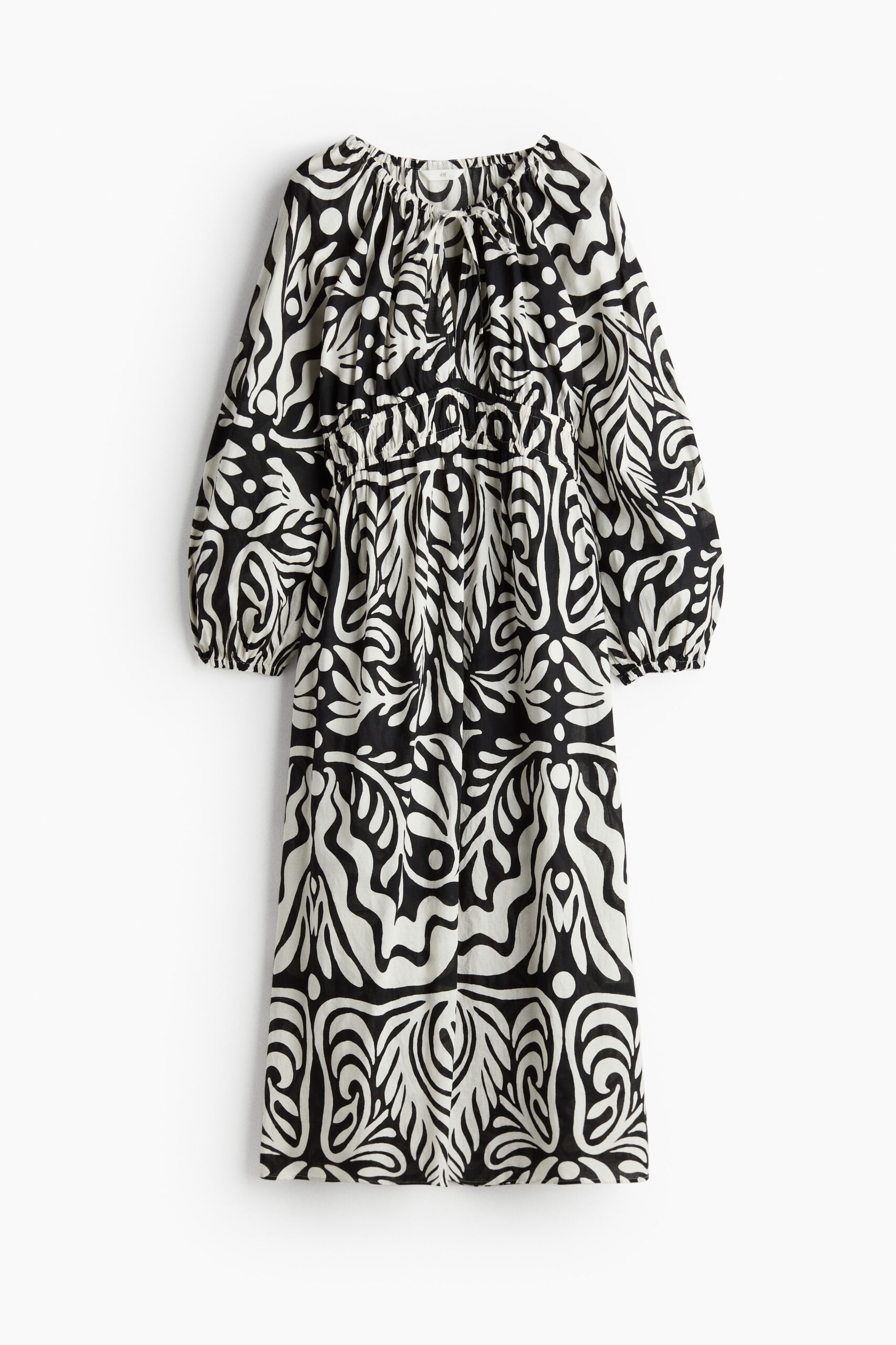 H & M - Katoenen jurk met ballonmouwen - Zwart/Wit Dessin H & M - Katoenen jurk met ballonmouwen - Zwart/Wit Dessin