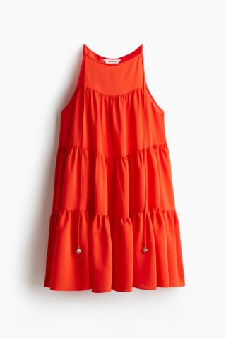 H & M - Strokenjurk met A-linesilhouet - Helderrood