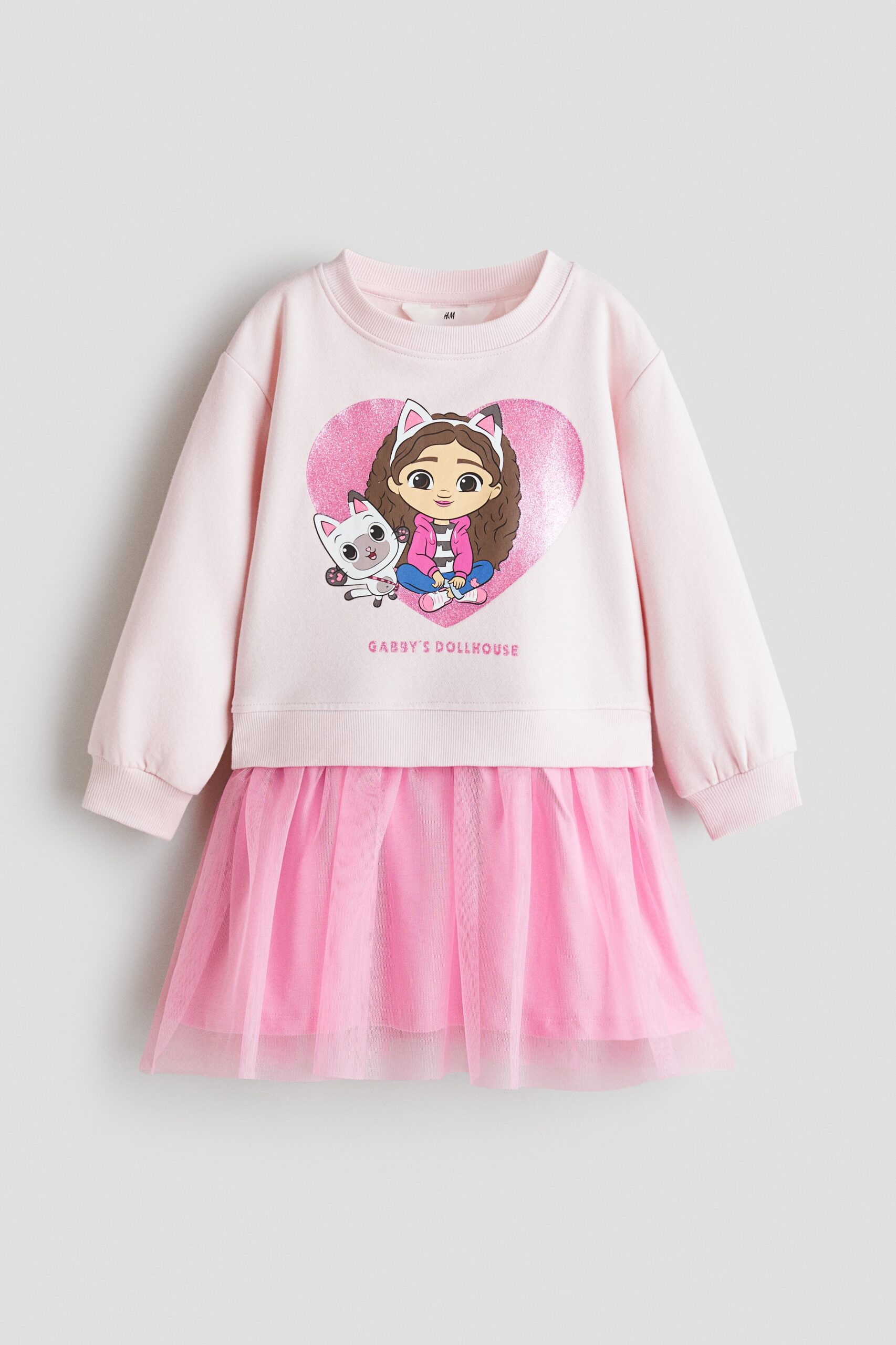 H & M - Jurk met print en tulen rok - Roze/Gabby's Dollhouse