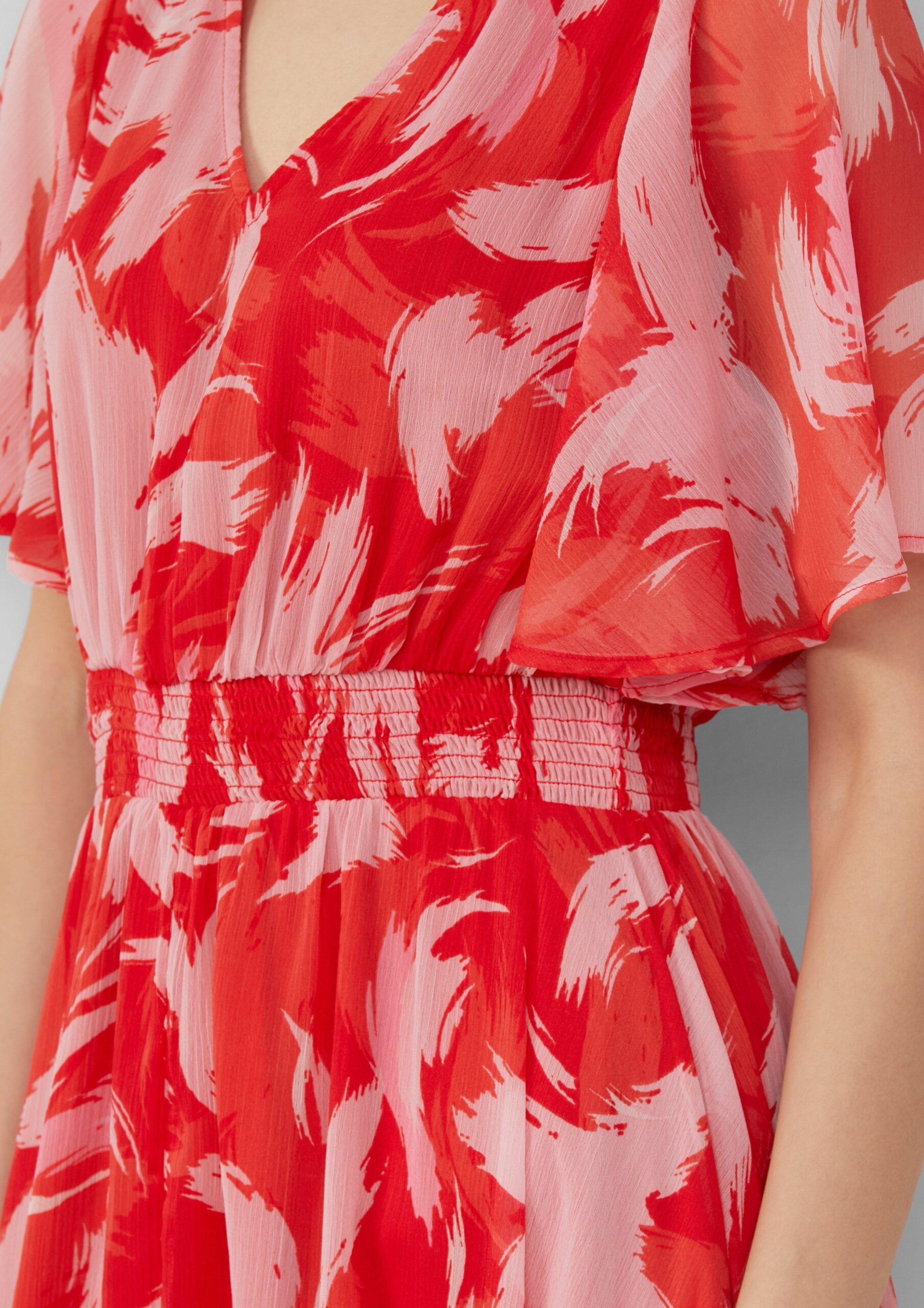 Maxi-jurk van chiffon met gesmokte taille - Afbeelding 2
