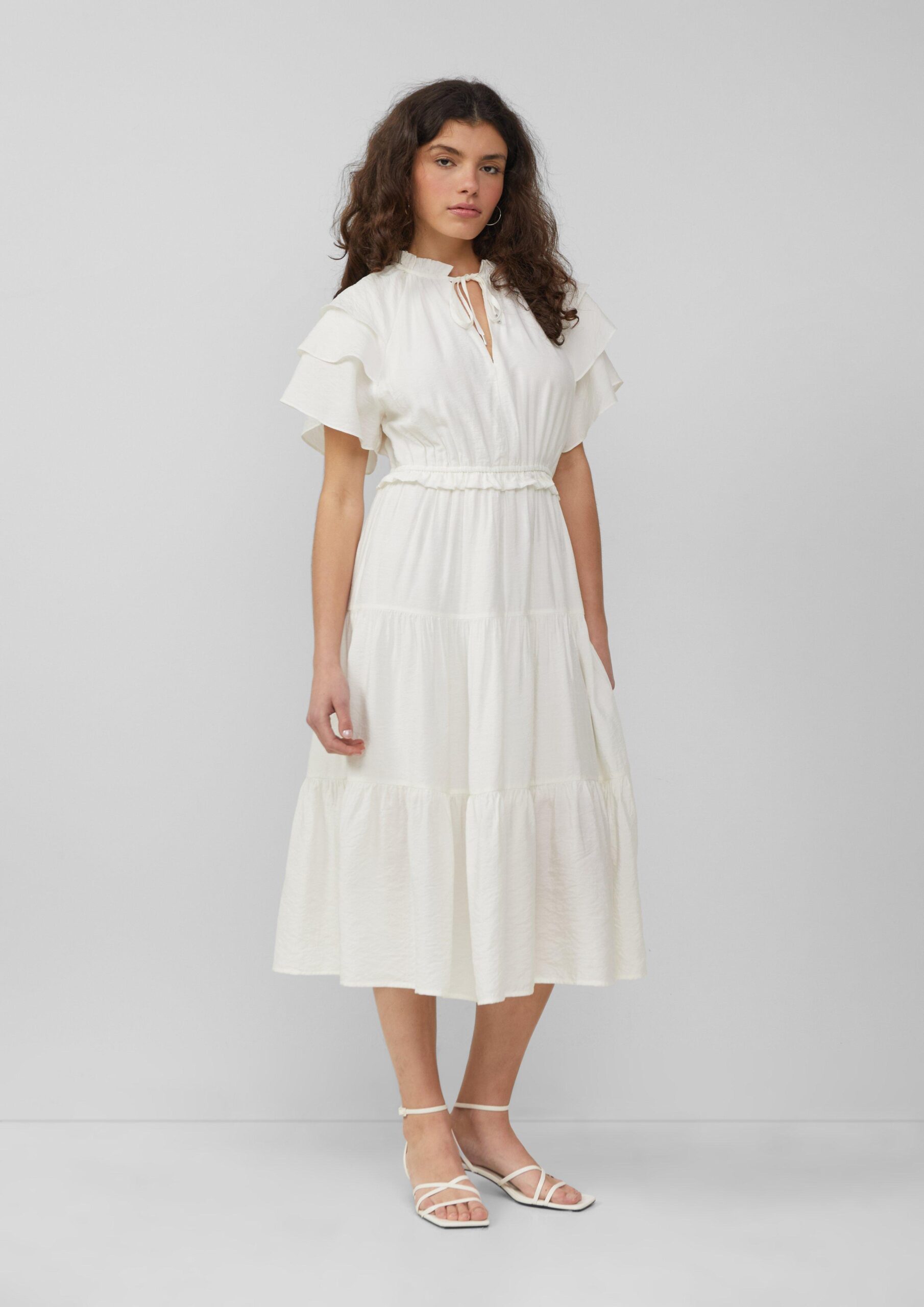 Midi-jurk met volantdetails