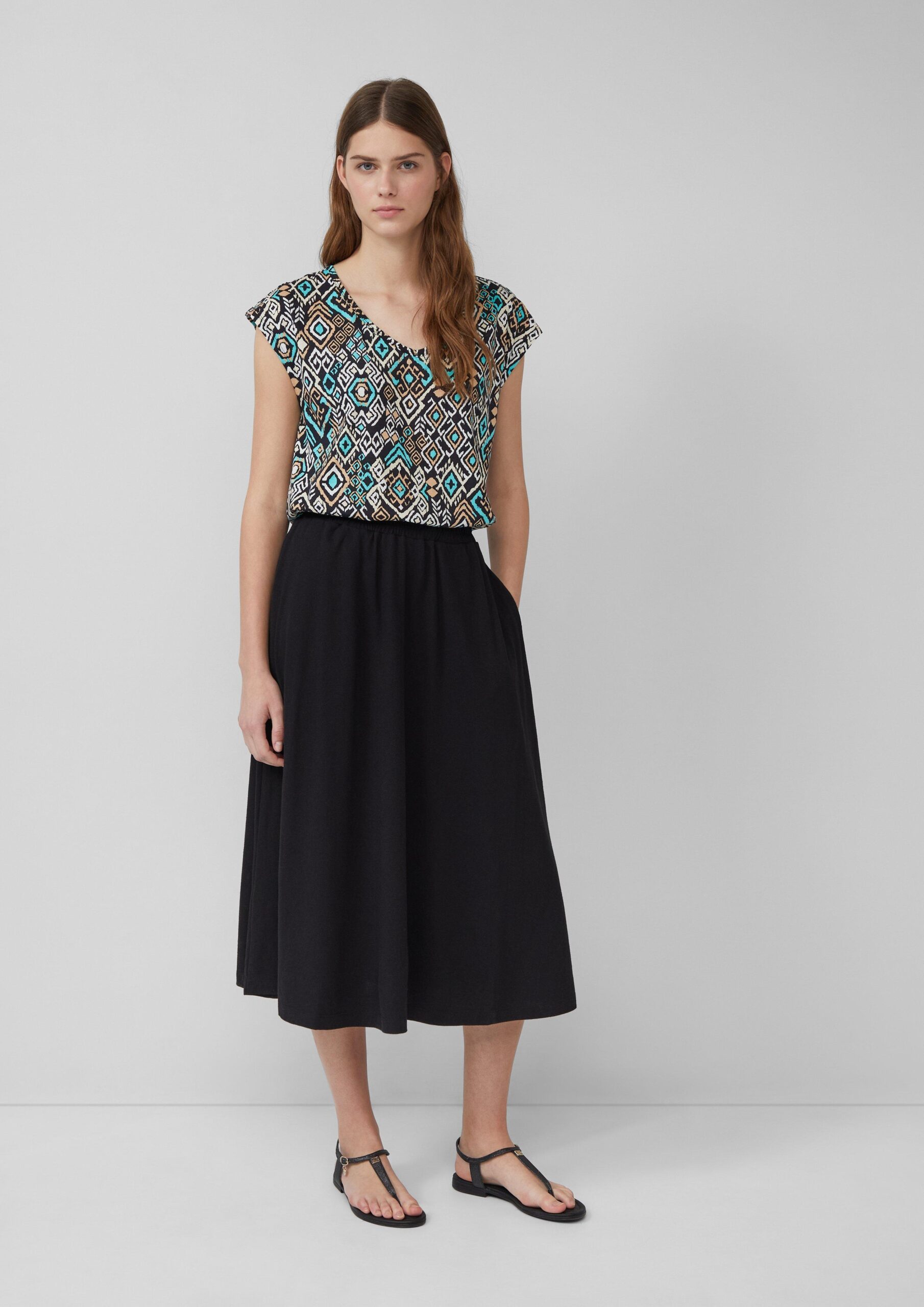 Jersey midirok met steekzakken
