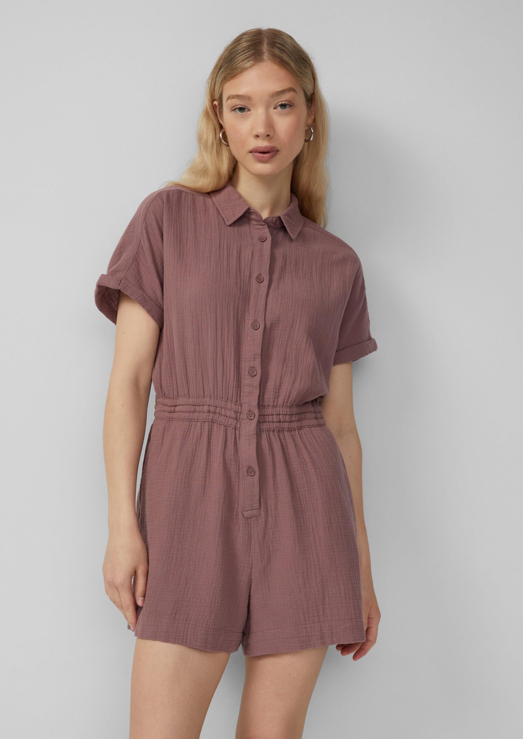 Jumpsuit van mousseline met elastische tailleband