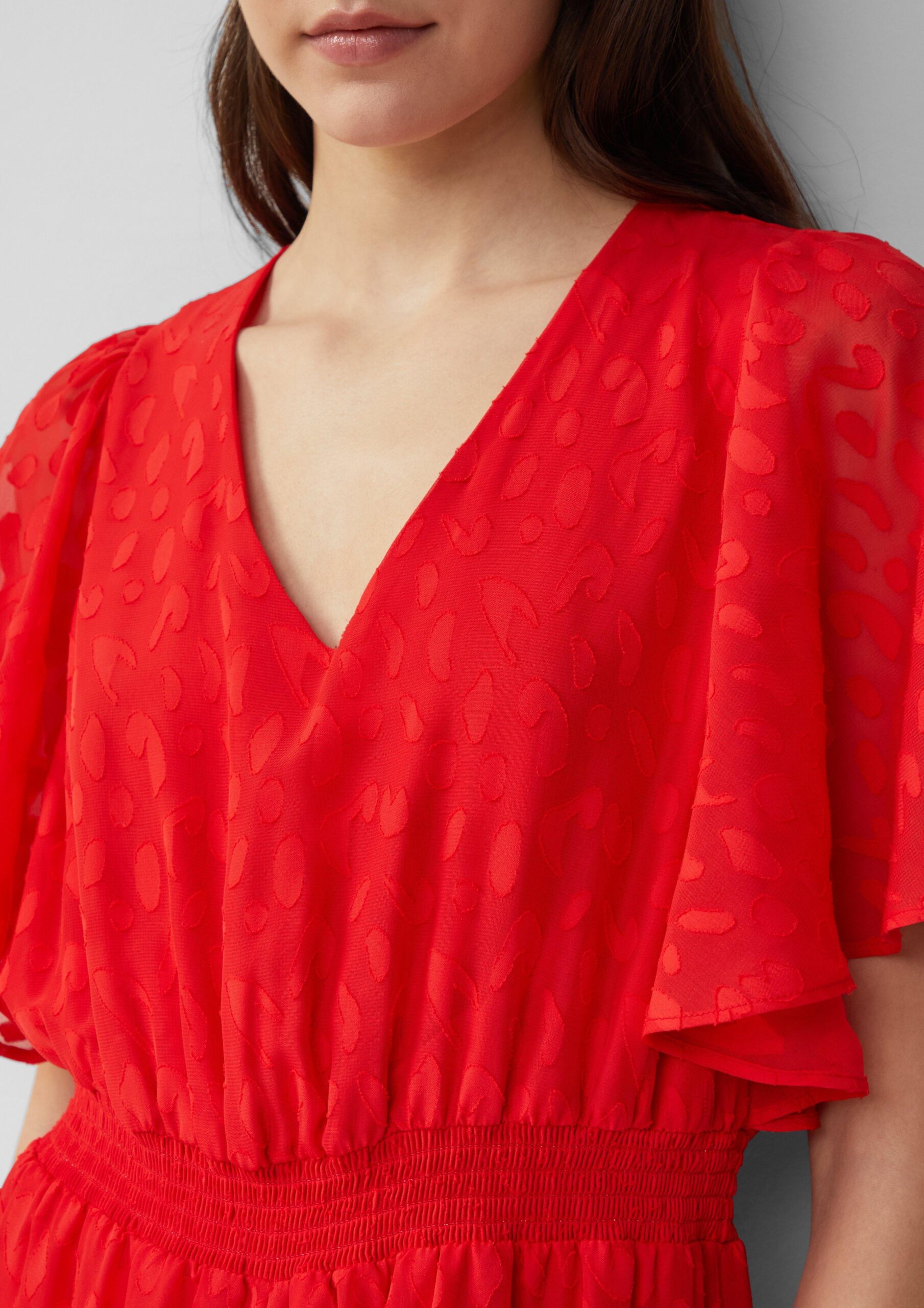 Feestelijke maxi-jurk van gestructureerd chiffon met gesmokte taille - Afbeelding 2