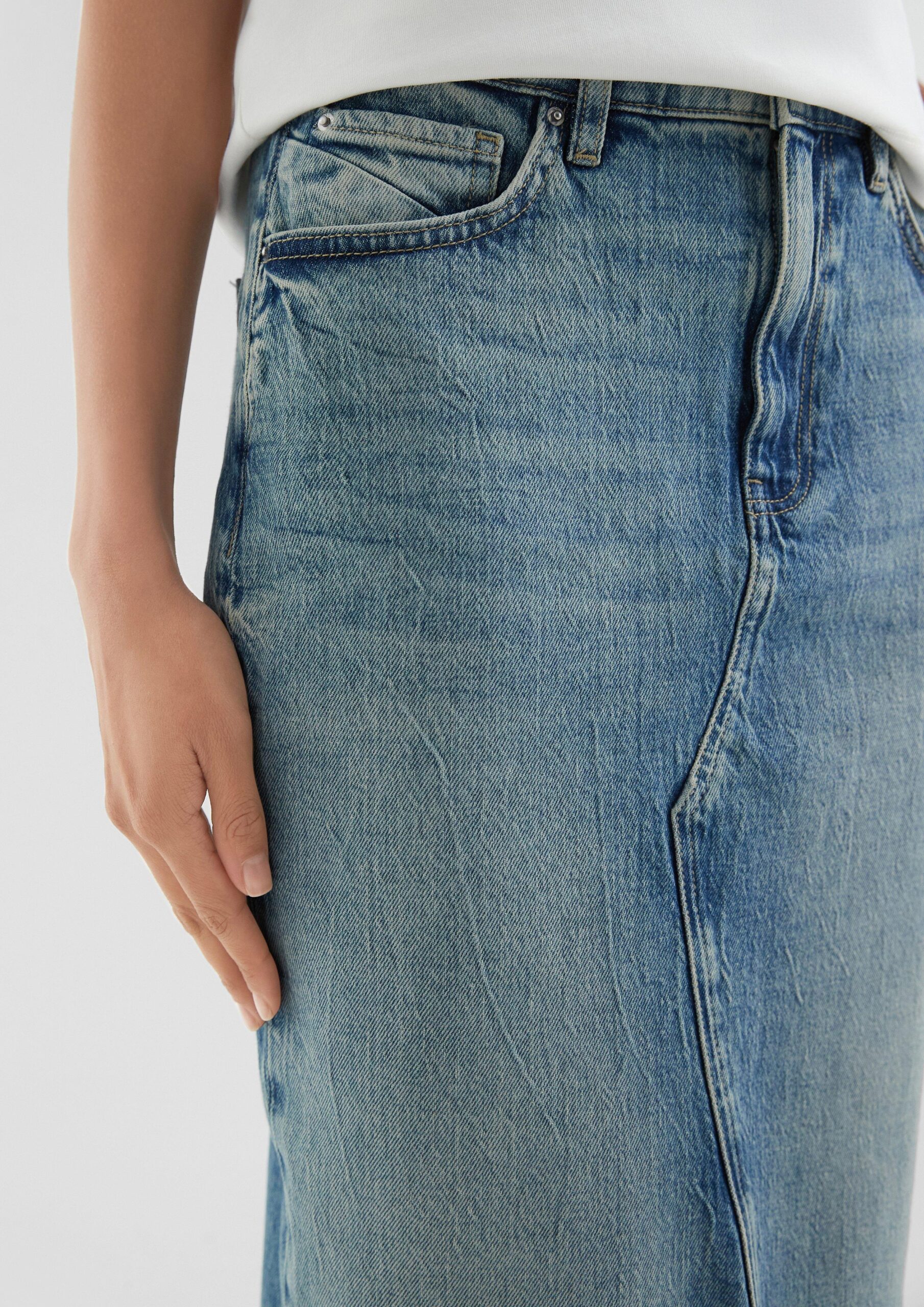 Hoge denim midirok