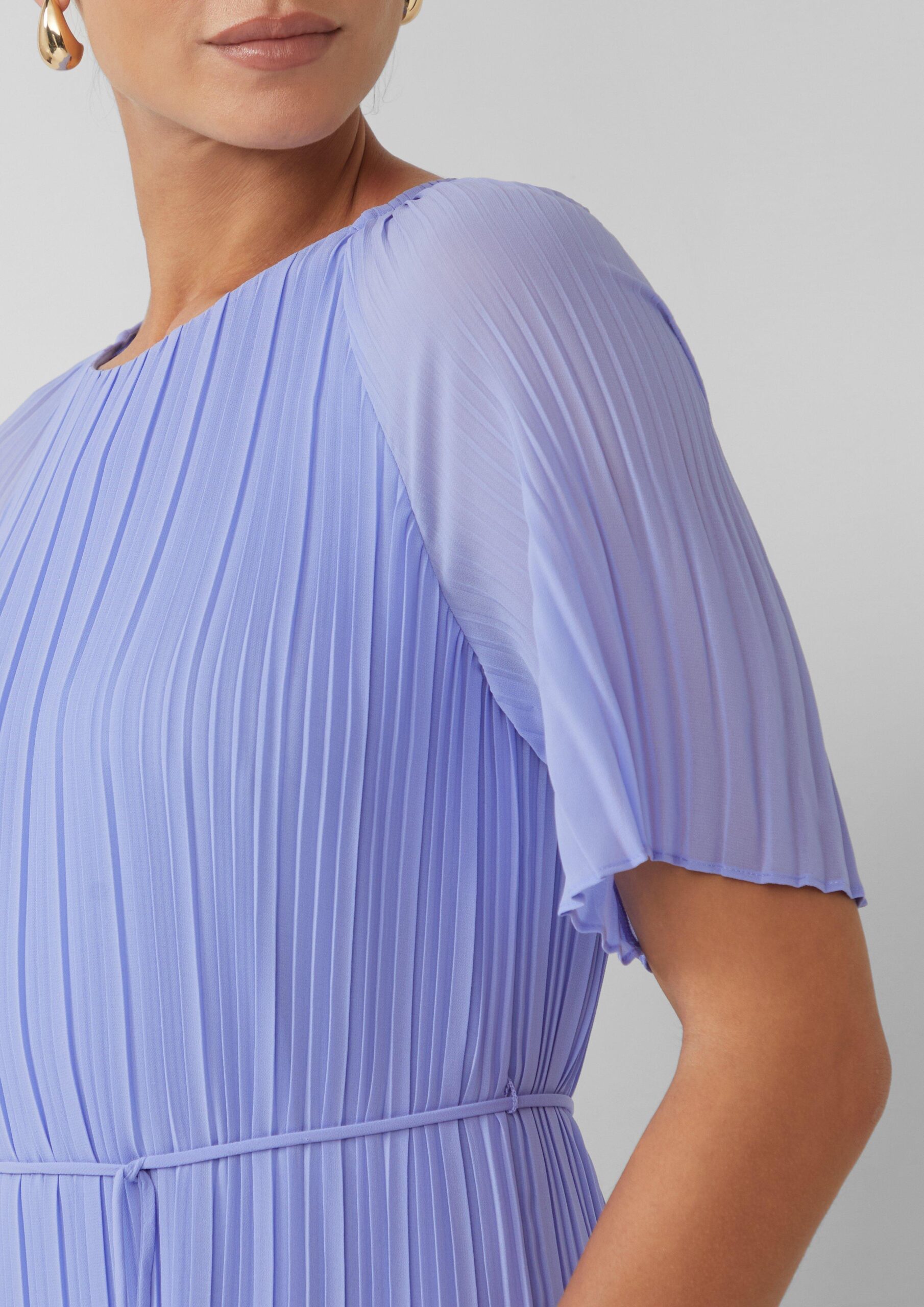 Geplooide chiffon jurk met raglanmouwen - Afbeelding 2