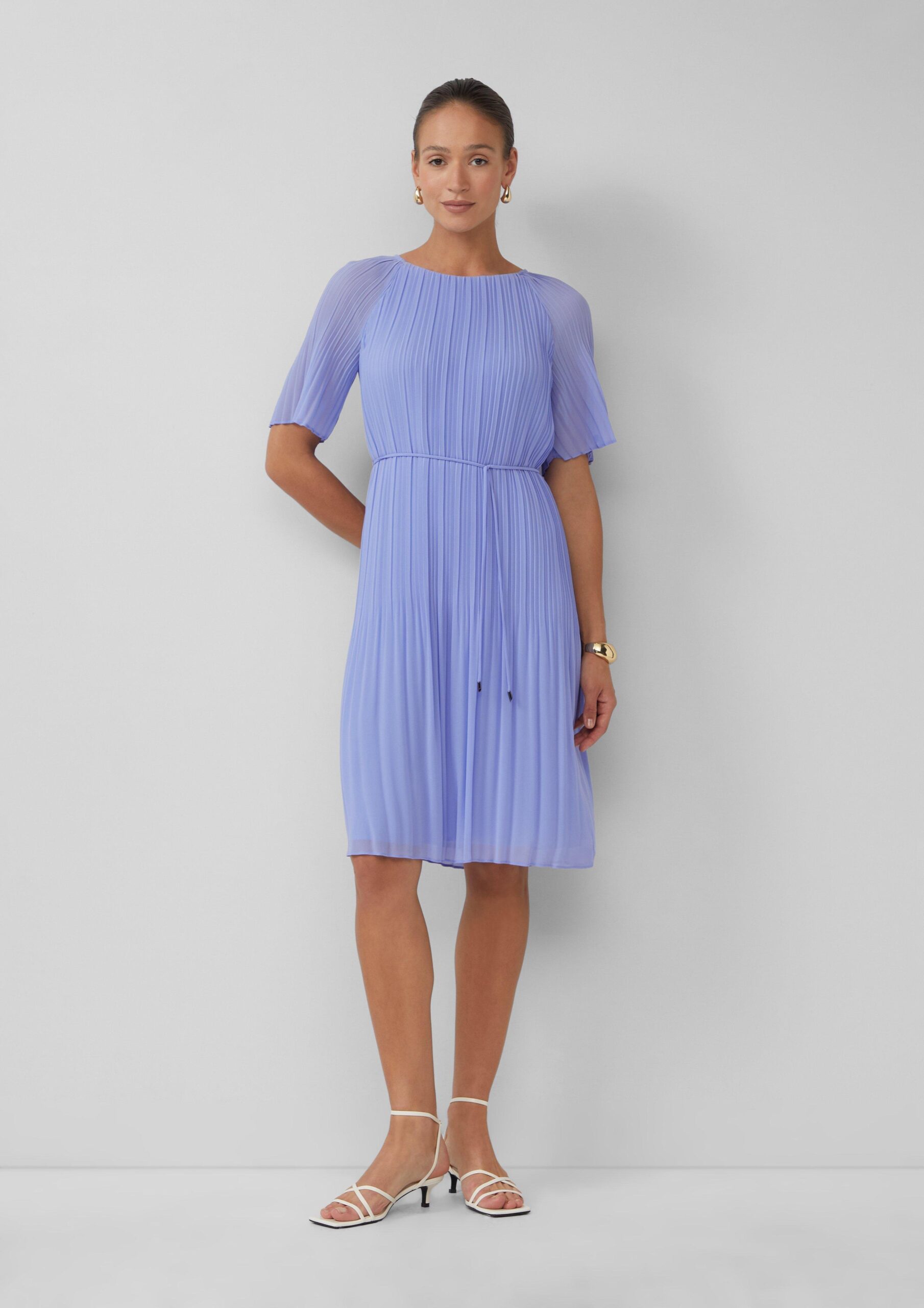 Geplooide chiffon jurk met raglanmouwen