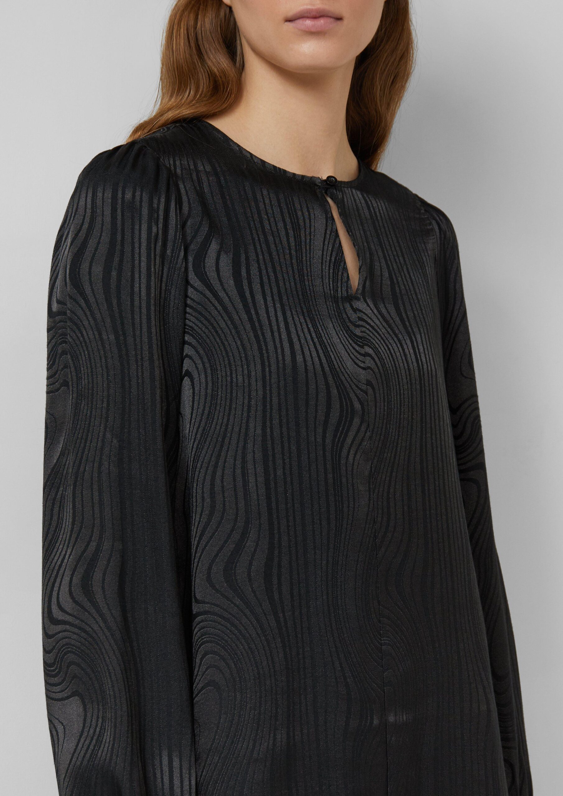 Vloeiende jacquard jurk met plooien - Afbeelding 2