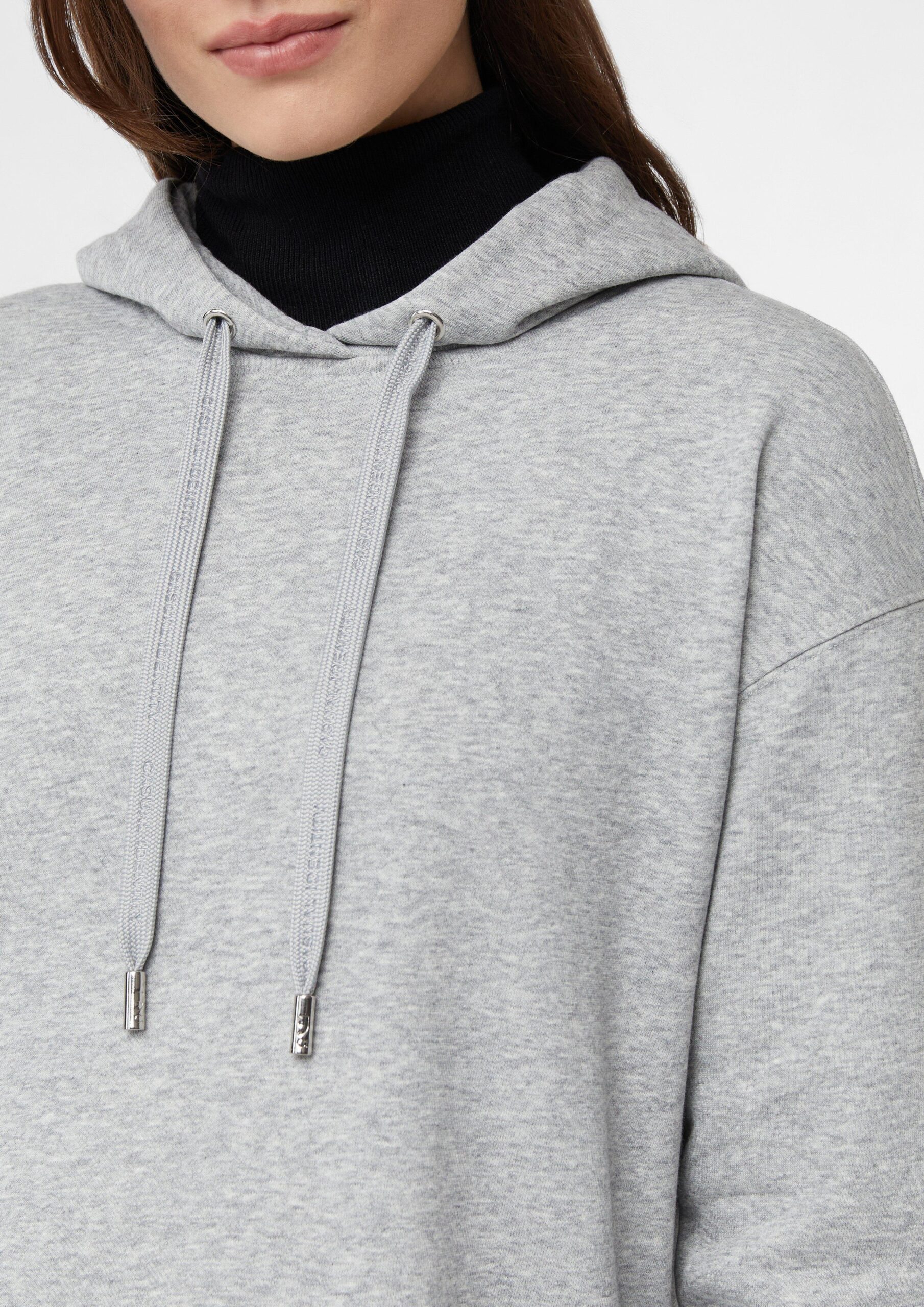 Sweatstof jurk met capuchon en lange mouwen - Afbeelding 2