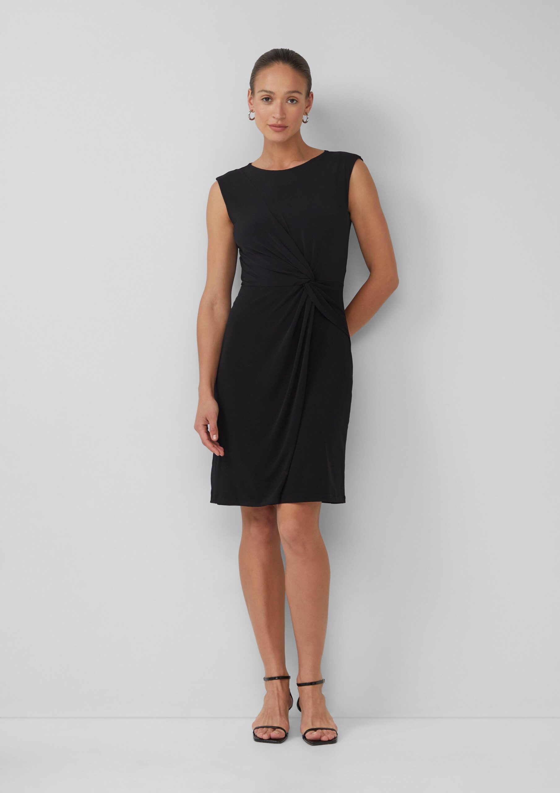 Mouwloze jersey jurk met geknoopt detail en luipaardprint