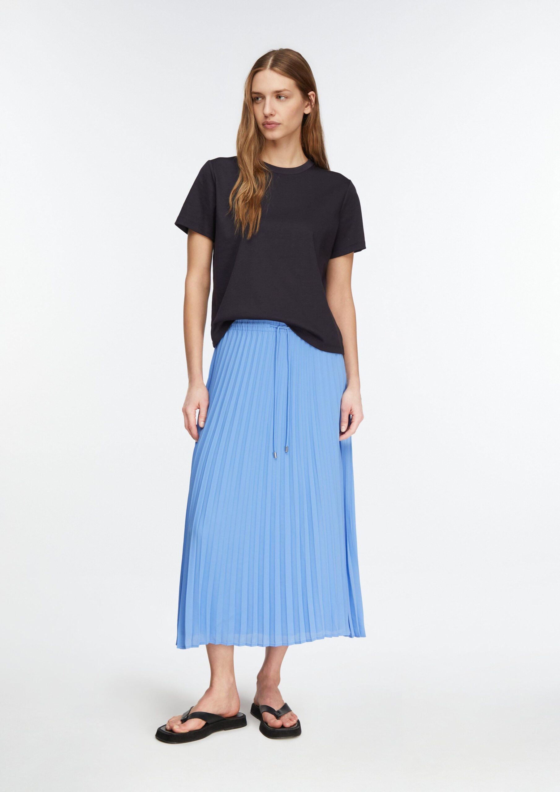 Geplooide midirok van chiffon