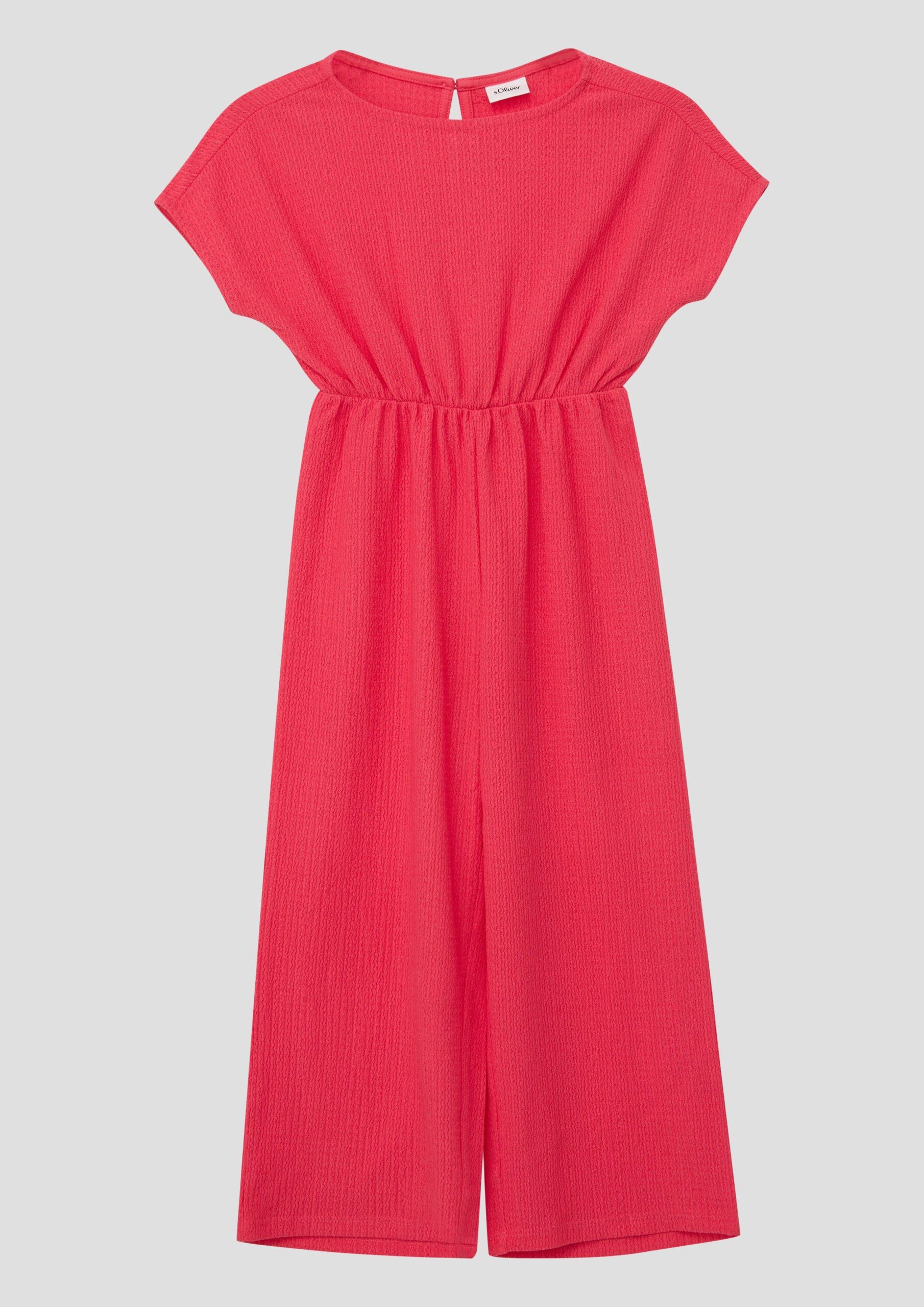 Gestructureerde jumpsuit met wijde pijpen