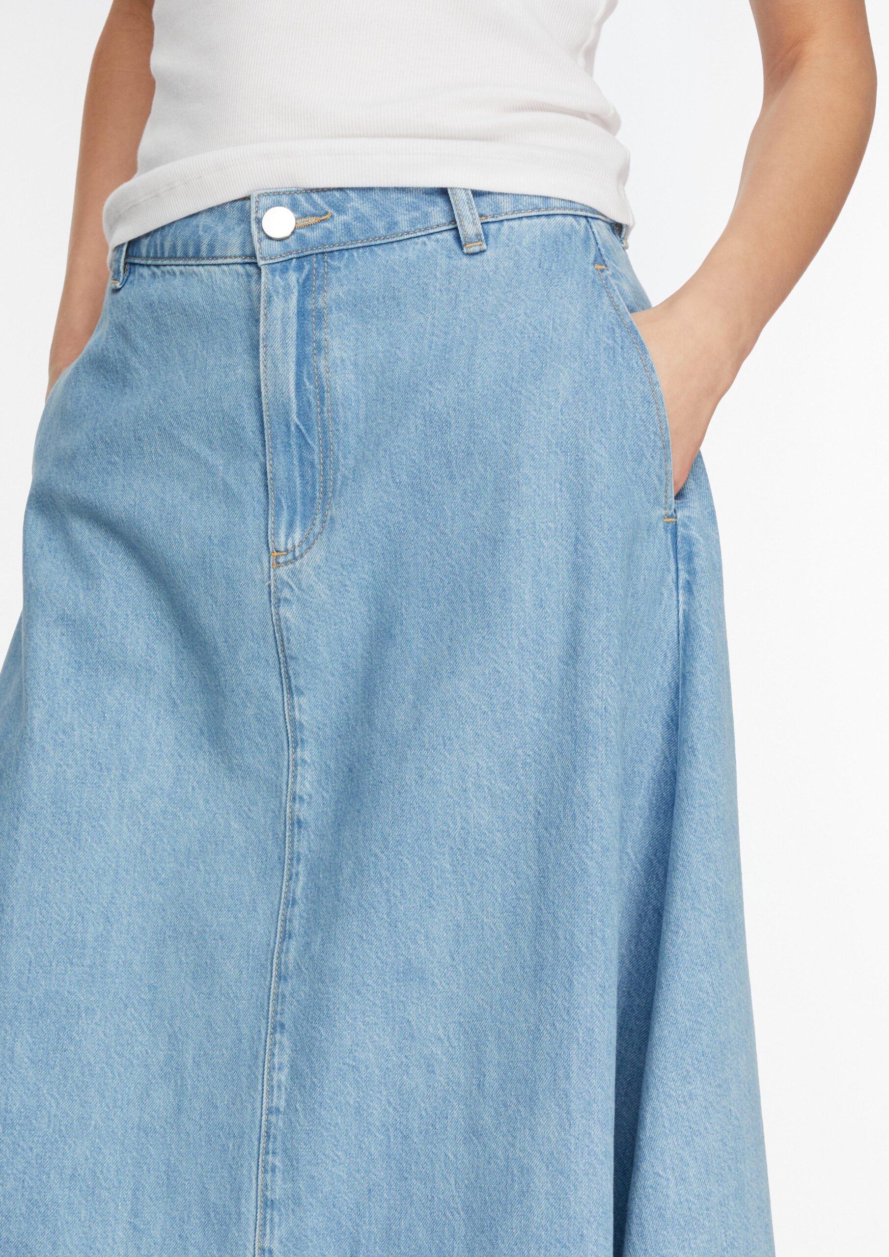 A-lijn midirok van lyocell denim - Afbeelding 2