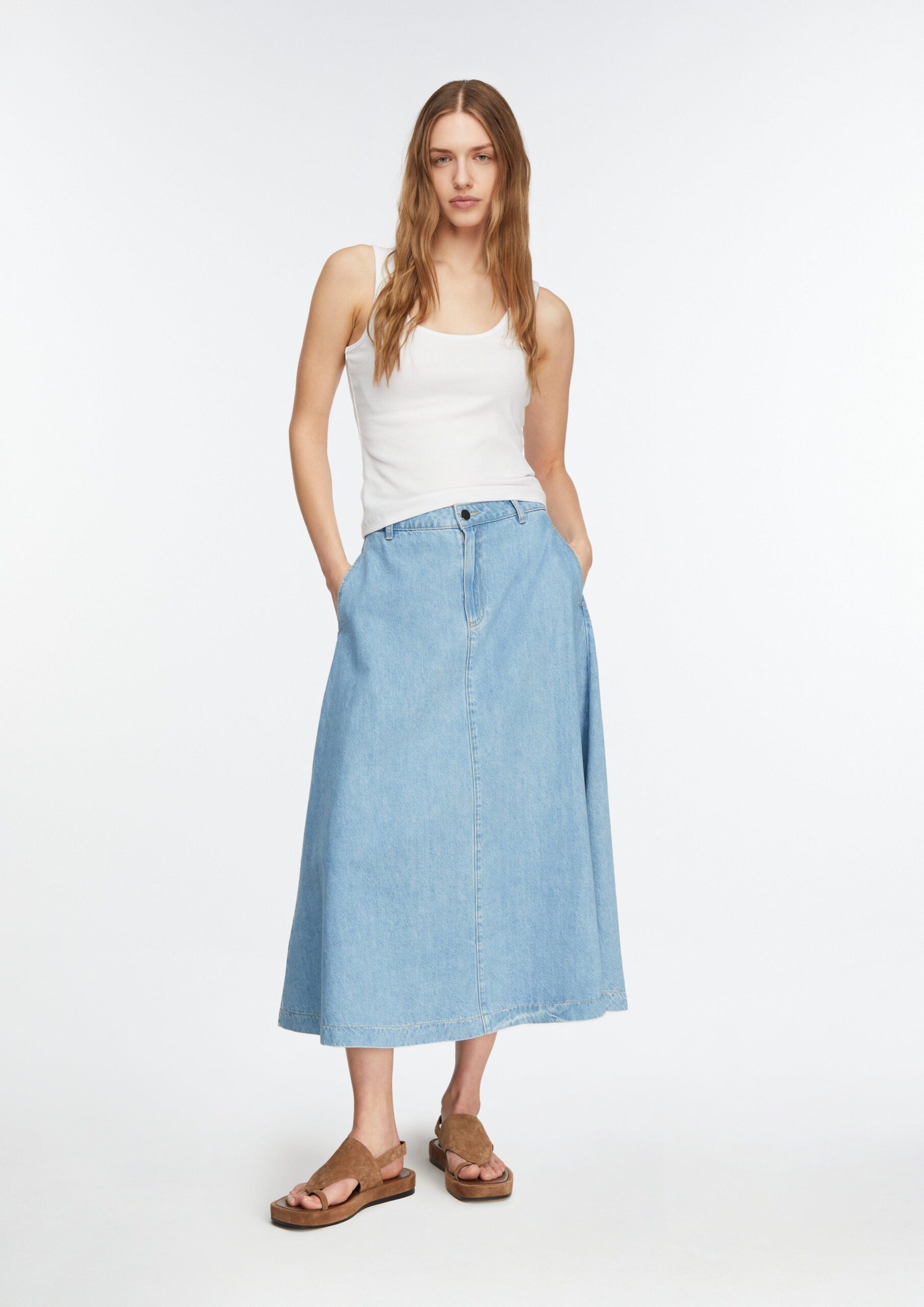 A-lijn midirok van lyocell denim