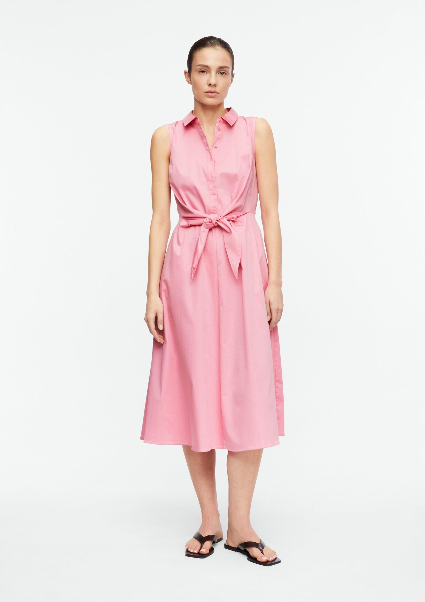 Popeline jurk met strikdetail