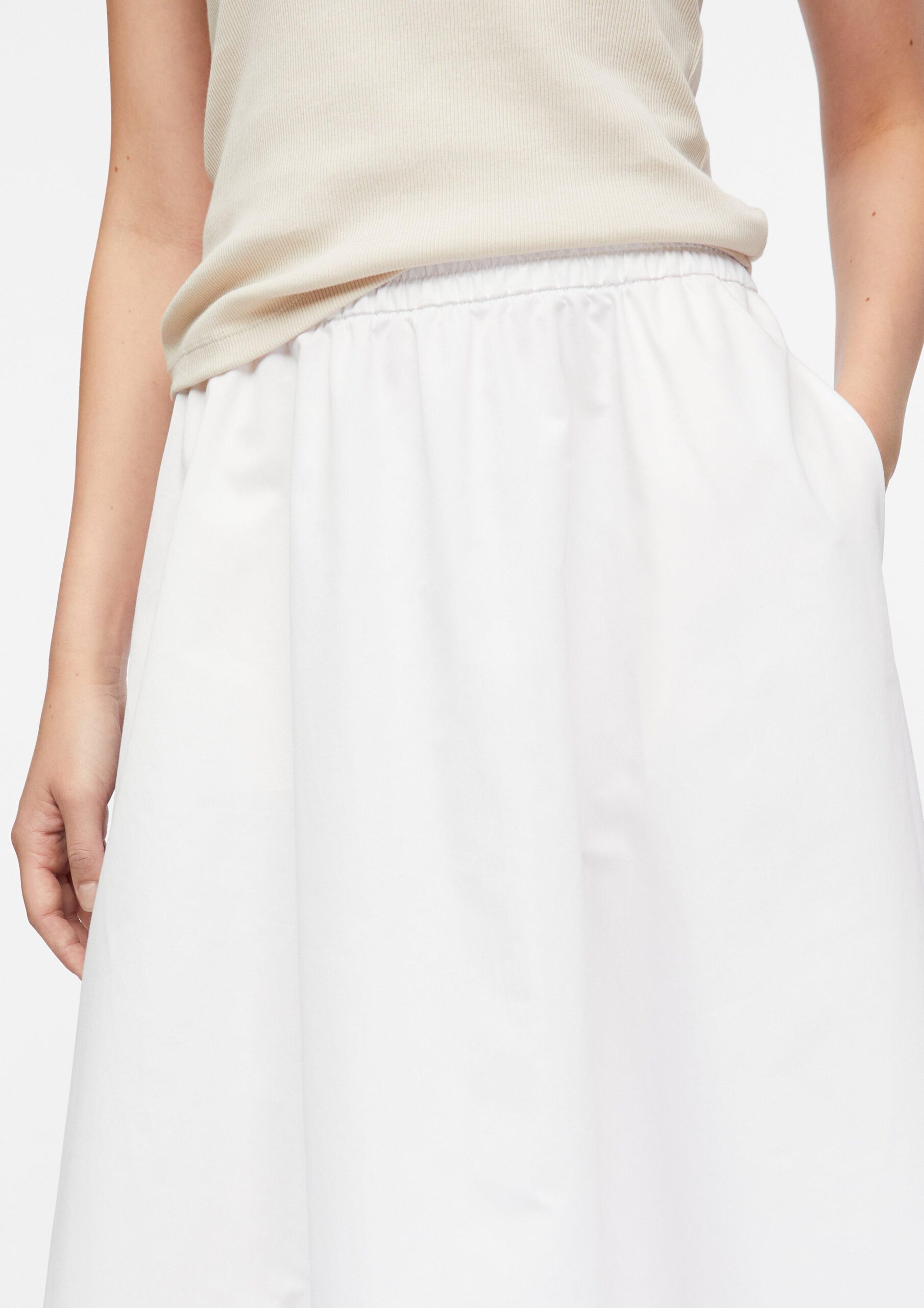 Popeline midirok met steekzakken - Afbeelding 2