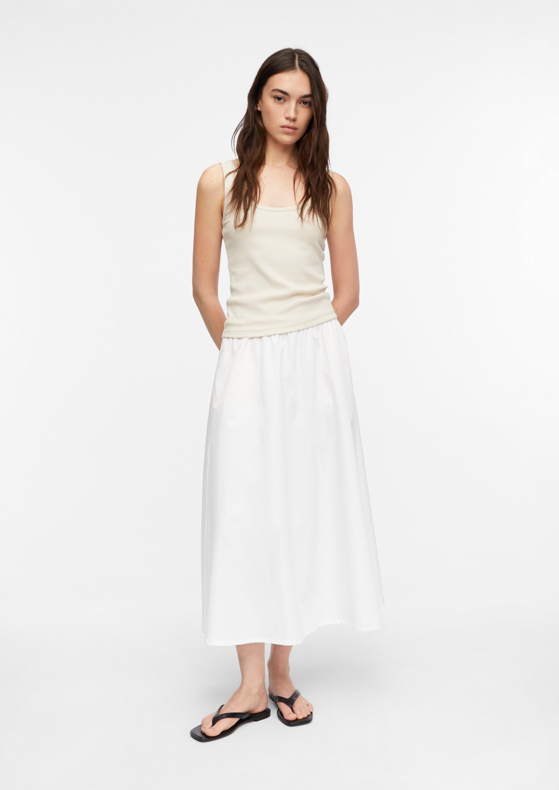 Popeline midirok met steekzakken