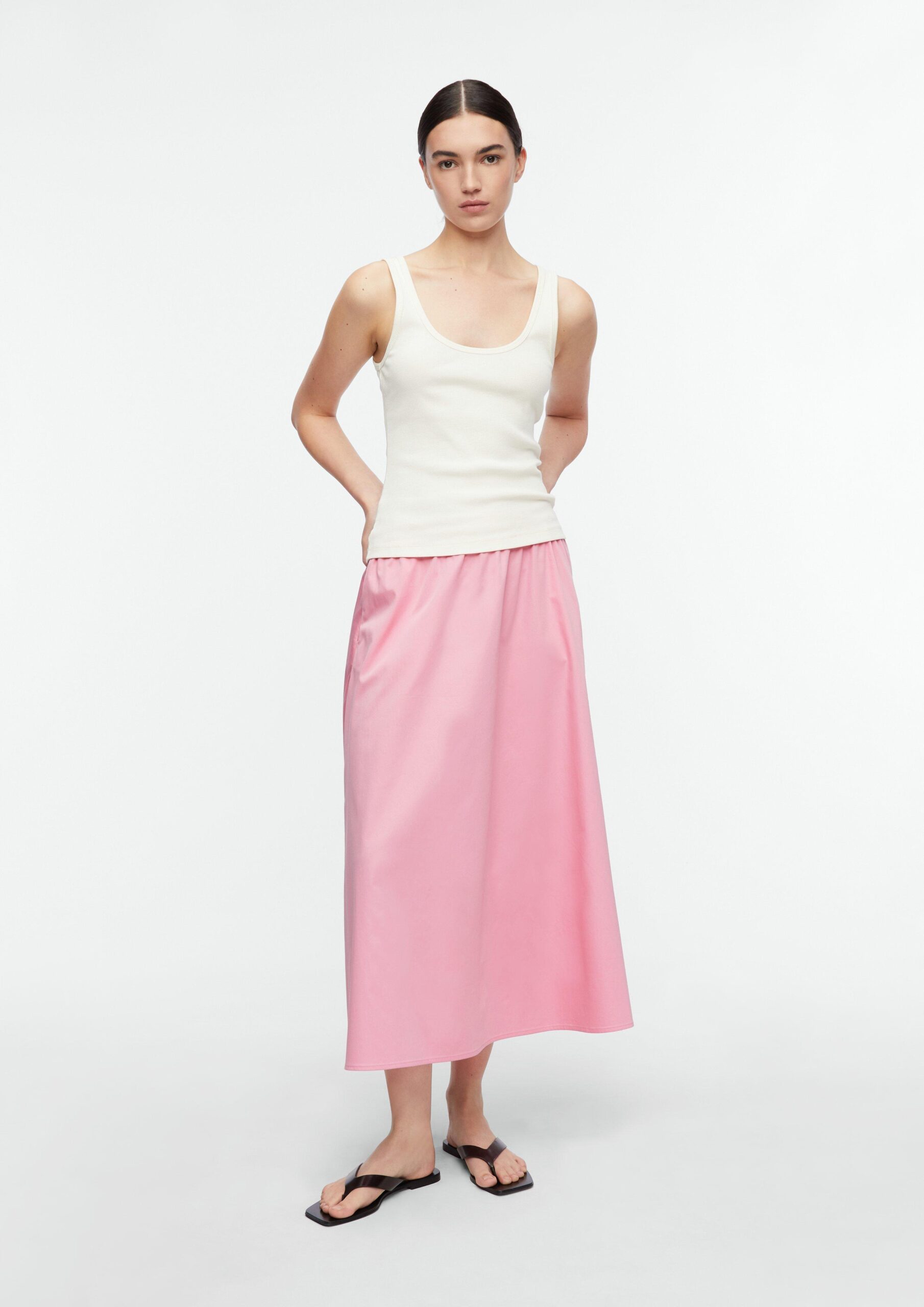 Popeline midirok met steekzakken