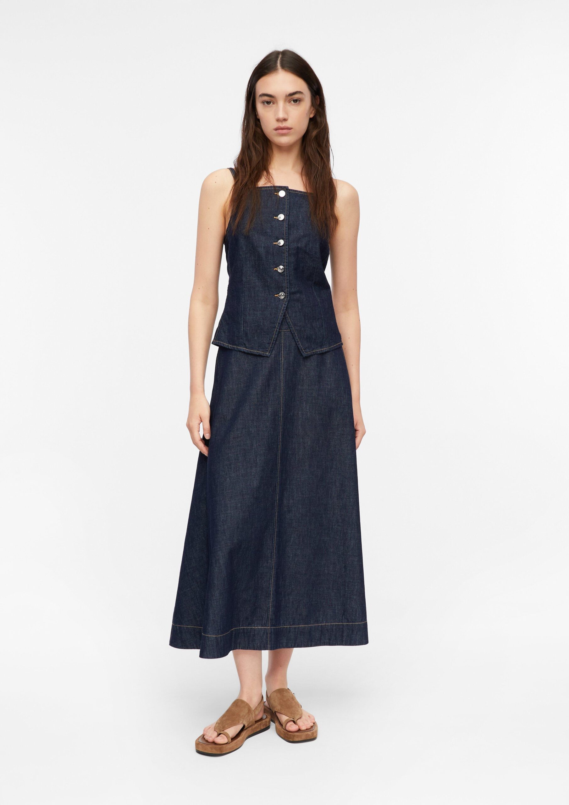 Lichtgewicht denim rok in een A-vorm